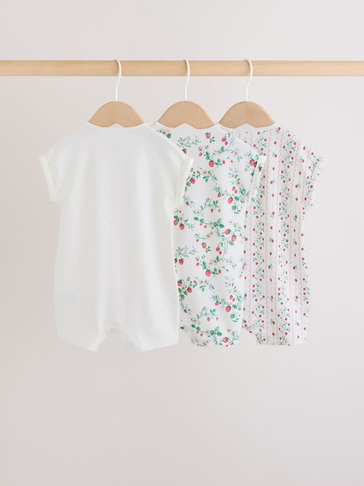 White Strawberry Printed Jersey Baby Romper - Image 2 of 10