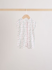 White Strawberry Printed Jersey Baby Romper - Image 3 of 10