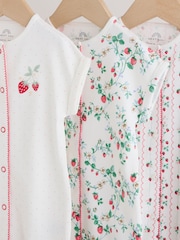 White Strawberry Printed Jersey Baby Romper - Image 7 of 10