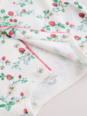 White Strawberry Printed Jersey Baby Romper - Image 8 of 10