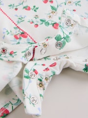 White Strawberry Printed Jersey Baby Romper - Image 9 of 10