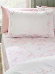 Catherine Lansfield White/Pink Bow Fitted Sheet - Image 1 of 2