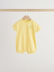 Blue and Yellow Lemon Printed Jersey Baby Rompers 3 Pack - Image 6 of 13