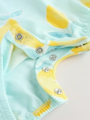 Blue and Yellow Lemon Printed Jersey Baby Rompers 3 Pack - Image 8 of 13