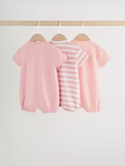Pink Tonal Striped 3 Pack Jersey Baby Rompers 3 Pack - Image 2 of 13