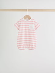 Pink Tonal Striped 3 Pack Jersey Baby Rompers 3 Pack - Image 5 of 13