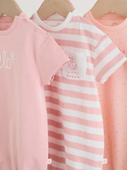 Pink Tonal Striped 3 Pack Jersey Baby Rompers 3 Pack - Image 7 of 13