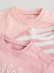 Pink Tonal Striped 3 Pack Jersey Baby Rompers 3 Pack - Image 8 of 13