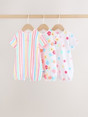 Multi Bright All-Over Printed Jersey Baby Rompers 3 Pack - Image 1 of 11