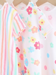 Multi Bright All-Over Printed Jersey Baby Rompers 3 Pack - Image 7 of 11