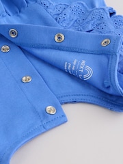 Blue Floral Broderie Broderie 3 Pack Baby Rompers - Image 10 of 10