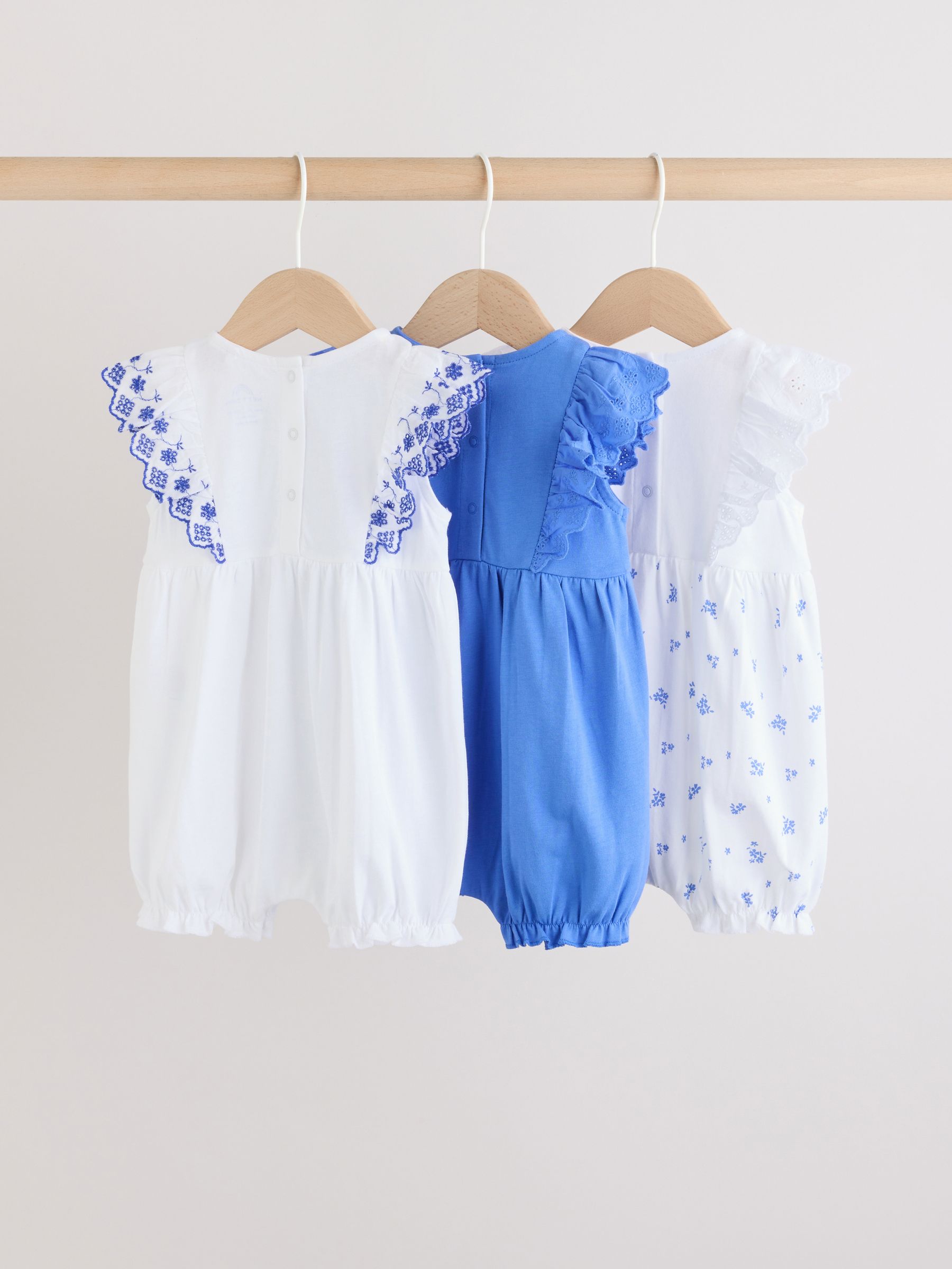 Next：日本 ブルーフローラル刺繍 - イギリス刺繍 ベビー ロンパース 3