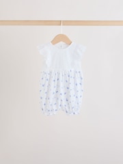 Blue Floral Broderie Broderie 3 Pack Baby Rompers - Image 5 of 10