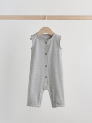 Monochrome Floral Rib Wide Leg Jersey Baby Rompers 3 Pack - Image 5 of 10