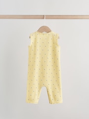 Monochrome Floral Rib Wide Leg Jersey Baby Rompers 3 Pack - Image 6 of 10