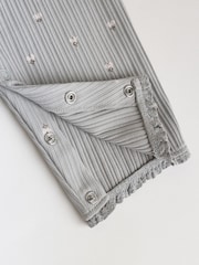 Monochrome Floral Rib Wide Leg Jersey Baby Rompers 3 Pack - Image 7 of 10