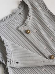 Monochrome Floral Rib Wide Leg Jersey Baby Rompers 3 Pack - Image 8 of 10