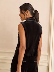 Love & Roses Black Velvet Waistcoat - Image 4 of 4