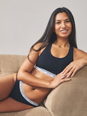 Black Non Wire Crop High Leg Bra & Knickers Set - Image 1 of 6