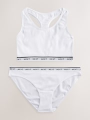 White Non Wire Crop High Leg Bra & Knickers Set - Image 4 of 6