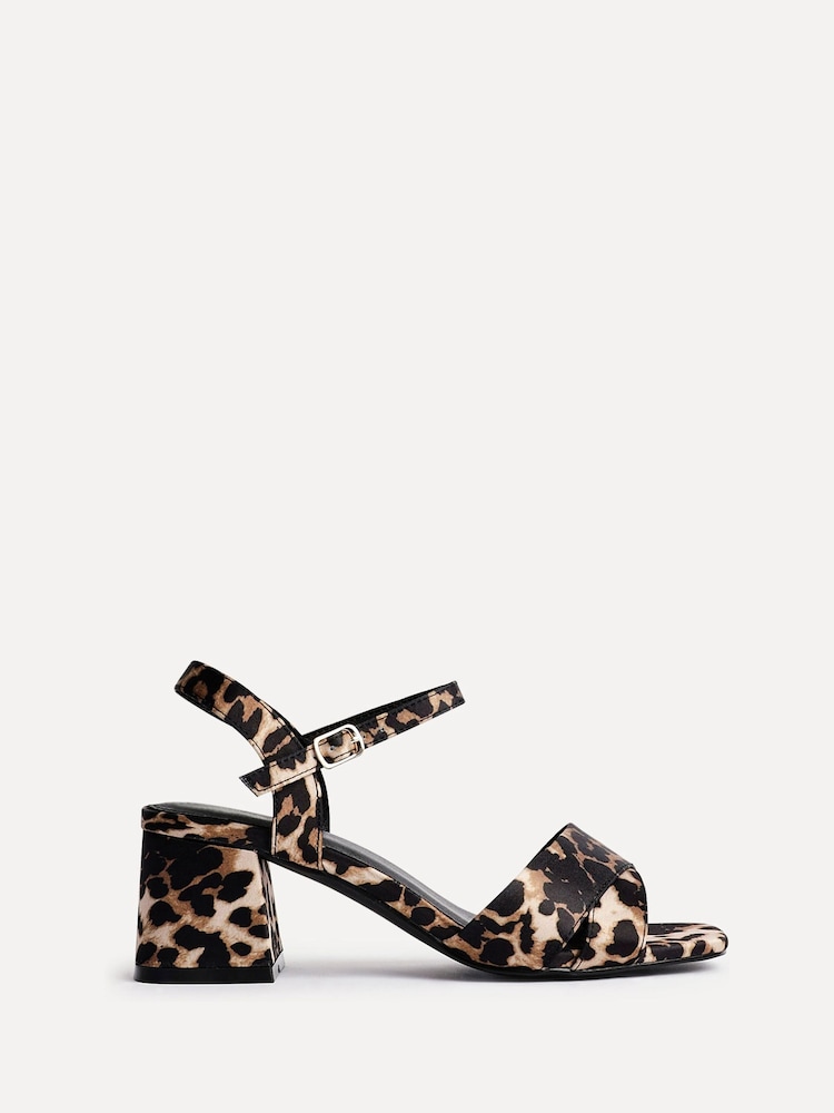 Linzi Animal Wide Fit Vivian Heeled Sandals With Crossover Front Strap - Image 2 of 5 Linzi Animal Wide Fit Vivian Heeled Sandals With Crossover Front Strap - Image 2 of 5