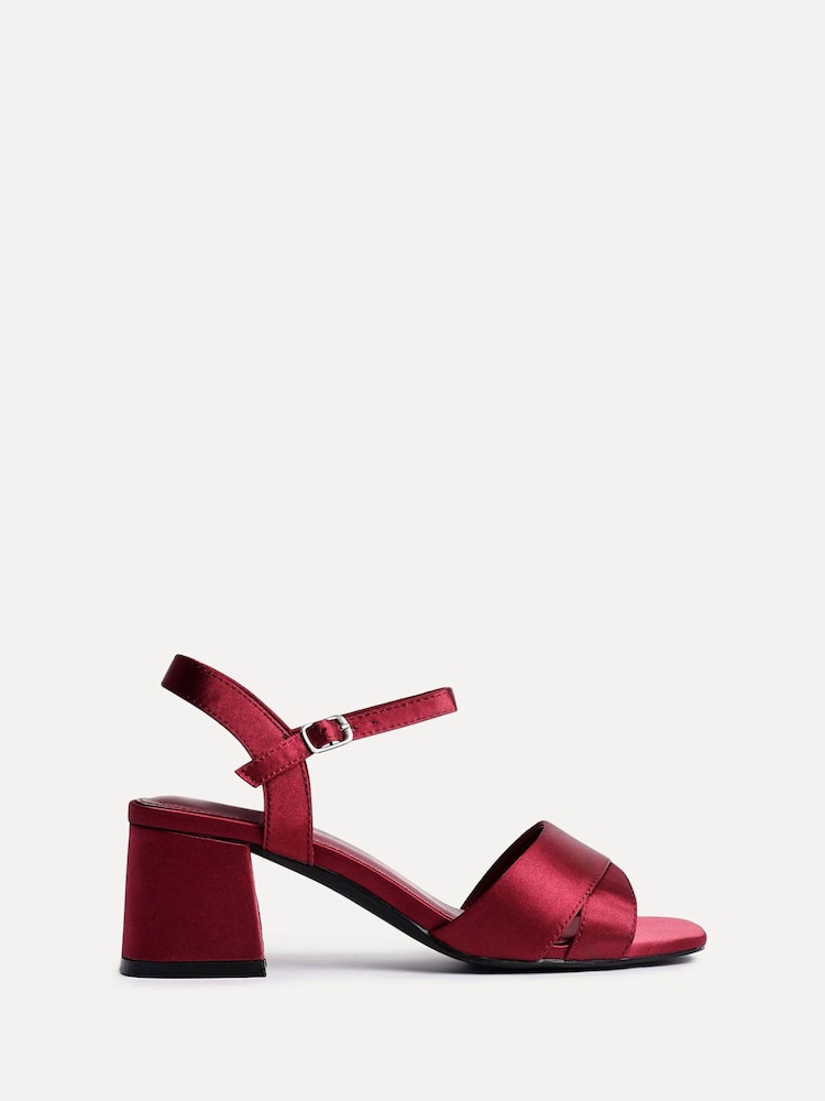 Linzi Red Wide Fit Vivian Heeled Sandals With Crossover Front Strap - Image 2 of 5 Linzi Red Wide Fit Vivian Heeled Sandals With Crossover Front Strap - Image 2 of 5