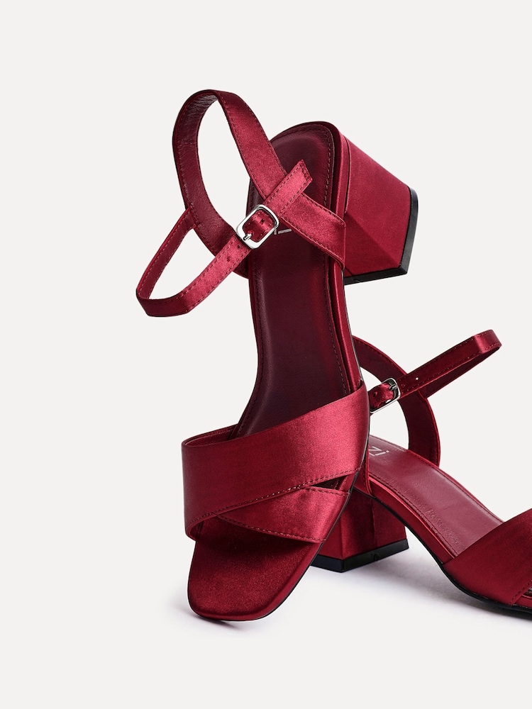 Linzi Red Wide Fit Vivian Heeled Sandals With Crossover Front Strap - Image 5 of 5