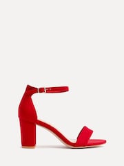 Linzi Red Wide Fit Wide Fit Legacy Barely There Closed Back Block Heeled Shoes - Image 2 of 5