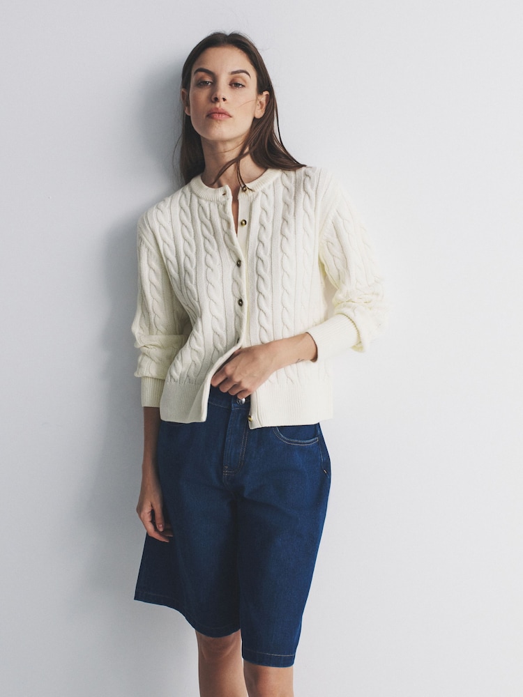 The Set 2 Pack Knitted Cable Cardigan Navy Blue/Cream - Image 1 of 6