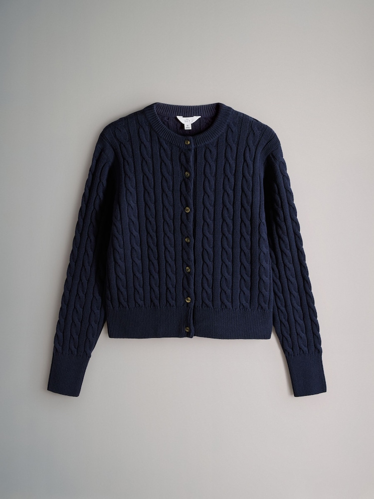 The Set 2 Pack Knitted Cable Cardigan Navy Blue/Cream - Image 6 of 6