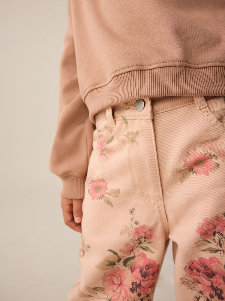 وردي - Floral Print Wide Leg Jeans (3-16yrs) - صورة 4 من 4 وردي - Floral Print Wide Leg Jeans (3-16yrs) - صورة 4 من 4