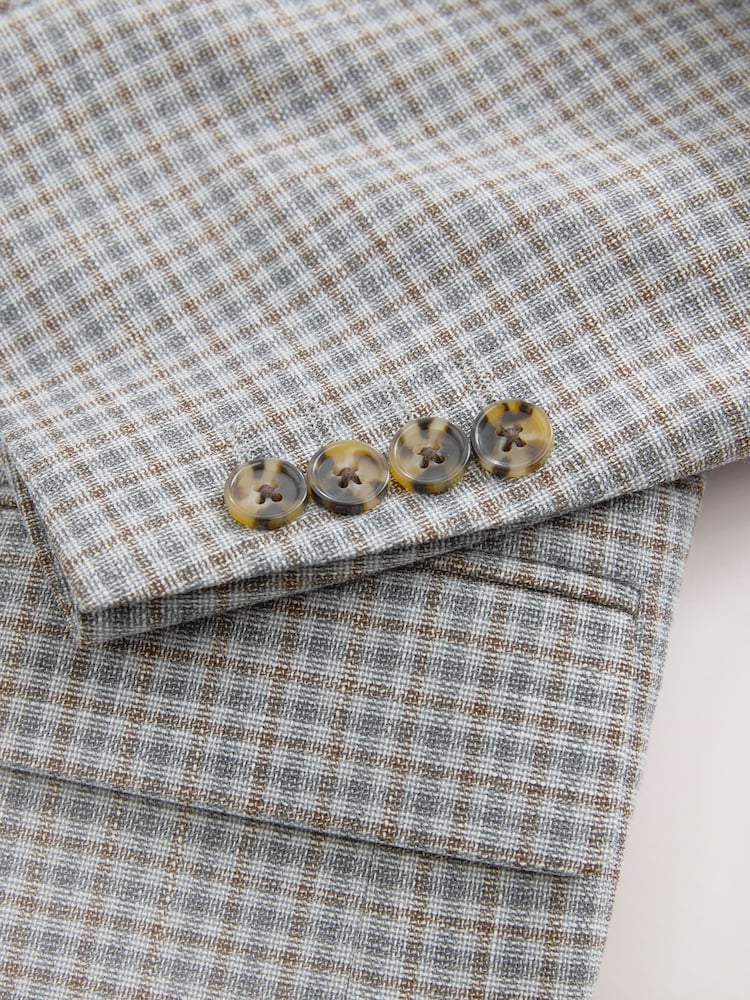 Grey N. Premium Tailored Fit Gingham Check Suit Jacket - Image 11 of 11