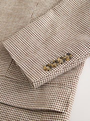 Brown Tailored Puppytooth Texture Suit Jacket - Image 10 of 12
