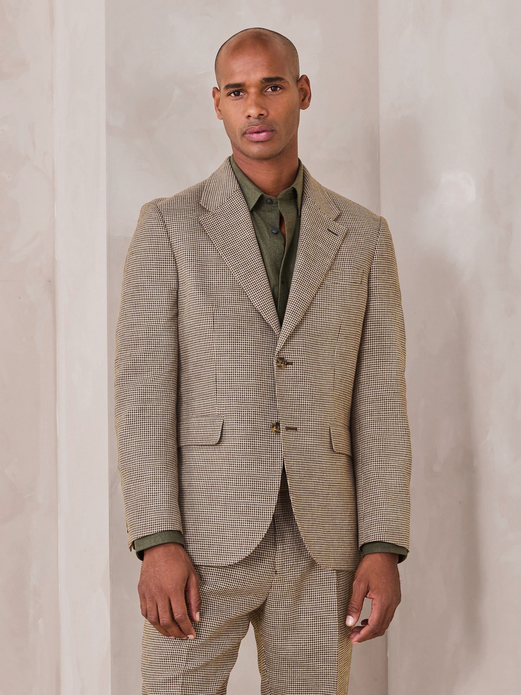 Buy Brown N. Premium Tailored Fit Puppytooth Texture Suit Jacket