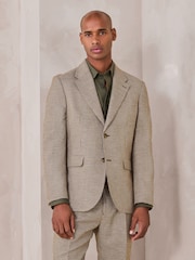 Brown Tailored Puppytooth Texture Suit Jacket - Image 3 of 12