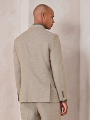Brown Tailored Puppytooth Texture Suit Jacket - Image 4 of 12