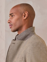 Brown Tailored Puppytooth Texture Suit Jacket - Image 5 of 12