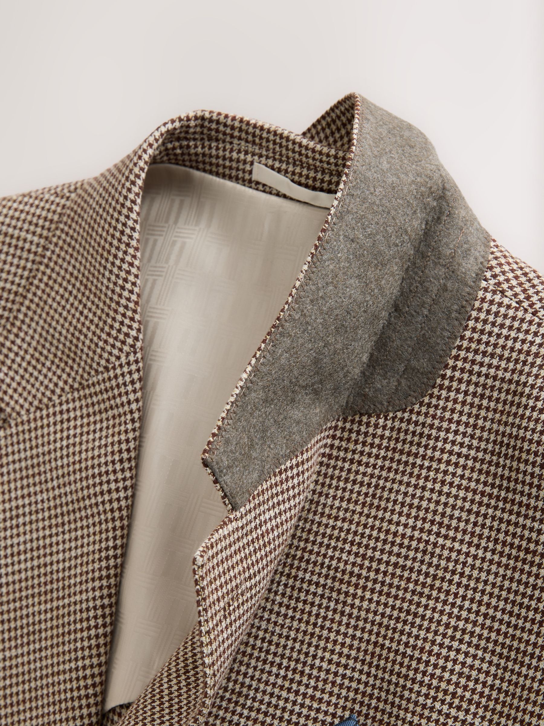 Buy Brown N. Premium Tailored Fit Puppytooth Texture Suit Jacket