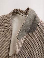 Brown Tailored Puppytooth Texture Suit Jacket - Image 7 of 12