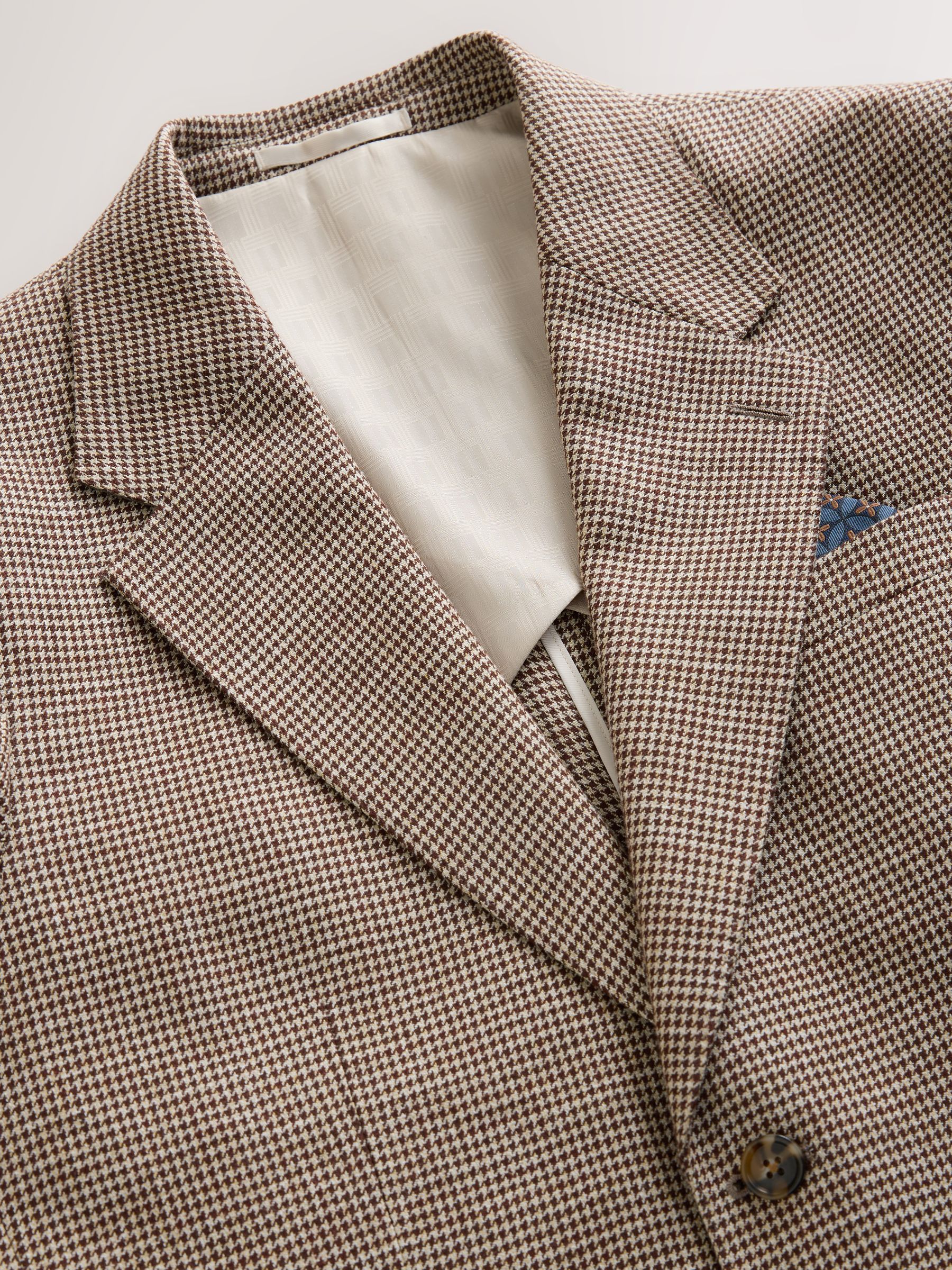 Buy Brown N. Premium Tailored Fit Puppytooth Texture Suit Jacket