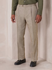 Brown N Dot Tailored Puppytooth Texture Suit Trousers - Image 1 of 11