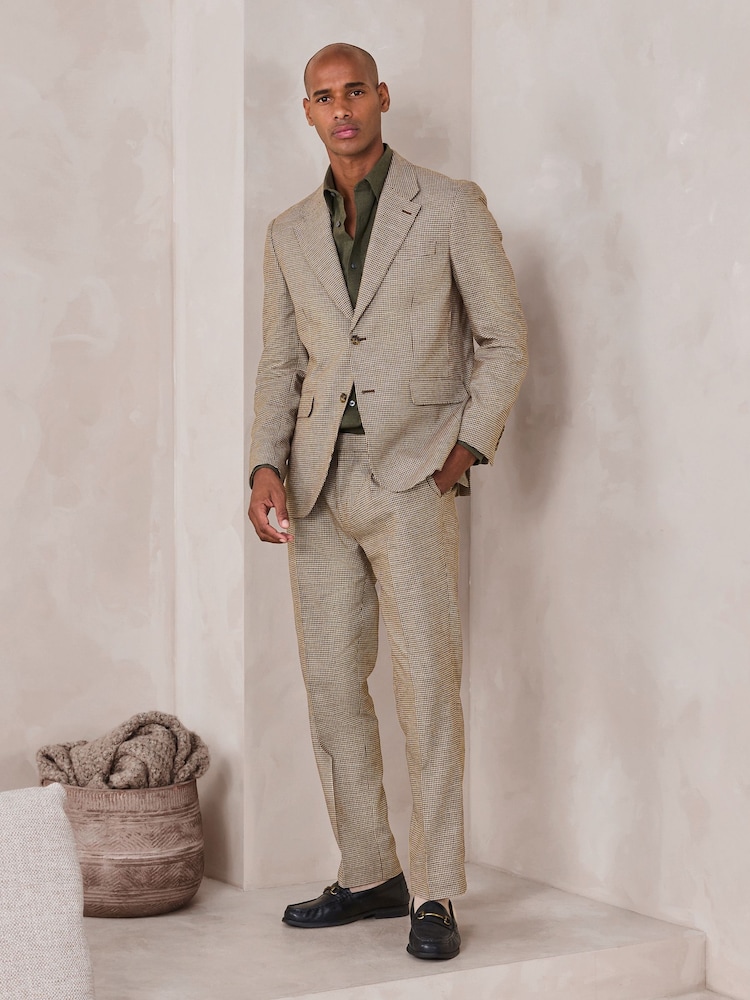 Brown N Dot Tailored Puppytooth Texture Suit Trousers - Image 2 of 11