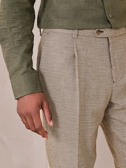 Brown N Dot Tailored Puppytooth Texture Suit Trousers - Image 4 of 11