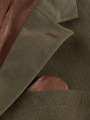 أخضر - Regular Fit Trimmed Linen Blend Puppytooth Suit Jacket - صورة 10 من 12