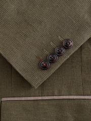 أخضر - Regular Fit Trimmed Linen Blend Puppytooth Suit Jacket - صورة 11 من 12