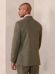 أخضر - Regular Fit Trimmed Linen Blend Puppytooth Suit Jacket - صورة 3 من 12