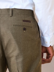 أخضر - Regular Fit Trimmed Linen Blend Puppytooth Suit Trousers - صورة 5 من 5