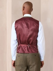 Verde - Regular Fit Double Breasted Trimmed Linen Blend Puppytooth Suit Waistcoat - Imagem 3 de 9