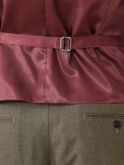 Verde - Regular Fit Double Breasted Trimmed Linen Blend Puppytooth Suit Waistcoat - Imagem 5 de 9