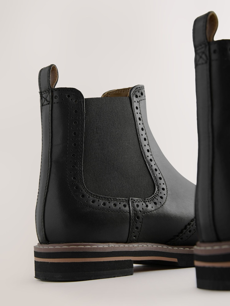 Black Leather Forever Comfort® Brogue Detail Chelsea Boots - Image 11 of 11 Black Leather Forever Comfort® Brogue Detail Chelsea Boots - Image 11 of 11